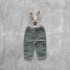 New Oshkosh Baby Boys Detachable Suspenders Stretch Cargo Pants Green Size 6m