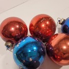 Vintage Christmas Ornaments Lot 6 Round Glass Red Blue Shiny Brite Mercury  