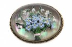 Antique Reverse Carved Hand-painted Essex Bouquet Crystal Pin