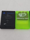 2 Official Sony Playstation 2 8mb Memory Card - Black   1 Green Mad Catz