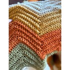 Vintage Handmade Granny Square Chevron Throw Blanket Colorful Tassels Boho