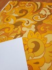 Awesome Rare Vintage Mid Century Retro 70s Golden Olive Swirl Sml Fabric  Look 