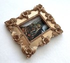 Fall Landscape Framed Tiny Miniature Mini Art Print Gold Ornate Frame  not Aceo 