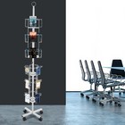 6-tier Greeting Cards Display Rack 24-pocket Rotating Postcard Stand W  4 Wheels