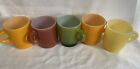Vtg Anchor Hocking Fire King Mixed  Stacking Milk Glass Coffee Cup Mug Set Of 5