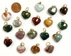 12 Vintage Genuine Natural Gemstone Handmade Heart Assorted Smooth Charms 1908