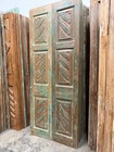 Vintage Carved Wood Double Doors Rustic Farmhouse Blue Gray Barn Doors 80x32