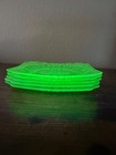 5 Vtg Jeannette Green Depression 7 5 8 w Adam Square Salad Plates Uv Reactive