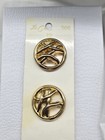  Japan Vintage Buttons Le Chic Royal Set Of Two Goldtone Metal Unique 