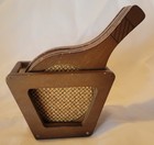 Vtg 7 Piece Set Tennis Racket Coasters Wood   Cork Holder Mcm Barware Home Bar 