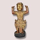 Antique Burmese Buddha  Wooden  Gilded   With Distress  20 Inches