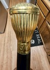 Vintage 20th Century Ornate Walking Cane Brass Knob With 1942 Silver Dollar 