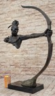 Art Deco Western Indian Male Warrior Bronze Sculpture Marble Statue Figurine