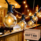 G40 Led Outdoor String Lights 100ft  50 Bulbs Waterproof Shatterproof  2700k