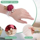 6-pack Wrist Corsage Bracelets  Artificial Wrist Corsages Band  wine Red 