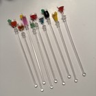 Cocktail Drink Topper Swizzle Stir Sticks Set Of 9 Acrylic 7 5    Bar Accessories