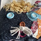 Handmade Small Patchwork Cat Pillow Named Freida  6   x5    Whimsical One Of A Kind