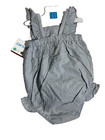Carters Romper With Blue  White Striped Pattern And Ruffles At Shoulders - 18m
