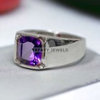 Amethyst Cushion Cut Gemstone With 14k Solid White Gold Ring For Men s  64