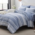 Bedsure Twin Comforter Set 5 Piece  Blue Striped  Reversible  All-season