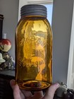 Half Gallon 2 Tone Amber Mason s Improved Mason Fruit Jar