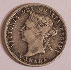 1900 Canada Queen Victoria 25 Cent Silver Coin Km-5  15490