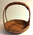 Antique Handmade Woven Japanese Double Wall Basket With Handle 11x12x11 Inch