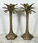 Vintage Brass Moroccan Palm Tree Candle Stick Holder 11    Tall Set Of Two