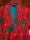 Suitmeister Youth Boys Red Christmas Tree Wreath Holiday Blazer Size L 10 12y