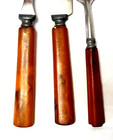 Vtg 1940s Personal 3 Dark Butterscotch Bakelite Cutlery Flatware Handles Set