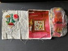 Vtg Bucilla Creative Needlecraft  mushroom Patch  Kit 1943  started See Descript