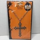 Halloween Costume Gothic Cross Necklace Jewelry Black Goth Vampire Beaded Chain
