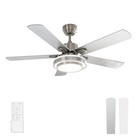  Ceiling Fan With Lights Remote Control  52 Inch  Brushed Nickel  5 Silver
