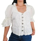 Vintage Umberto Ginocchoetti Victorian White Puff Sleeve Blouse Silver Buttons