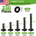 230pcs  8 Self Tapping Screws 410 Stainless Steel Self Tapping Screws For Metal 