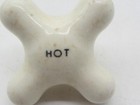 Vintage Porcelain Hot Water Faucet Tap Knob  3 1 4  Diagonal
