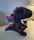 Rare Ty Beanie Boo Boos Anora The Black Dragon Plush 9  Glitter Rainbow Sparkle