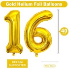 40 Inch Number Balloons 16  Gold Helium Foil Number 16 Balloons  Large Number   