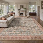 Versatile 8x10 Area Rug - Soft Vintage Low Pile Carpet For Living Room   Bedroom
