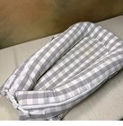 Dockatot Deluxe  Dock In Stone Gingham Baby Lounger 0-8 Months Hypoallergenic