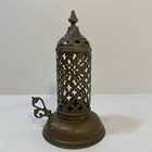 Vintage 8  Boho Moroccan Middle Eastern Candle Lamp Pierced Dome Cover W  Handle