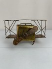 Vintage Weathered Tin Metal Biplane With Wind Up Music Box 