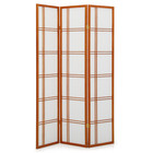 3 Panel Foldable Partition Room Divider Wooden Frame Shoji Privacy Fabric Screen