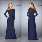La Femme Mother Of The Bride Beaded Navy Blue Dress Long Gown 24895 Size 14 Nwt