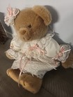 Vintage Applause Plush Brown Teddy Bear W  Original Dress   Bow  15 