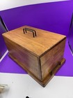 Vintage Wooden Bread Box With Removable Slatted Tray   Metal Handles