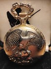 Avanti Quartz Full Hunter Pocket Watch Yellow Gold Eagle Case White Dial