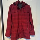 Woolrich Jacket Womens Medium Red Full Zip Fleece Lined Hoodie Light  Coat