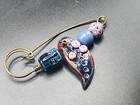  0263 - Handmade Artisan Ceramic Bead Kilt Pin Brooch Blue Purple Abstract 3   