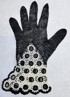 Antique Crocheted Lace Gloves Two Tone Brown Cream Edwardian Small